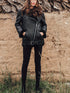 Damen Oversize Streetwear-Mantel mit dickem Kunstfell-Futter, Gürtel und Reißverschluss - Schwarz, ideal für Herbst und Winter, weiche Außenjacke